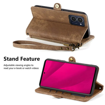 For HMD Pulse Pro Case Zipper Wallet Geometry Lines Leather Phone Cover