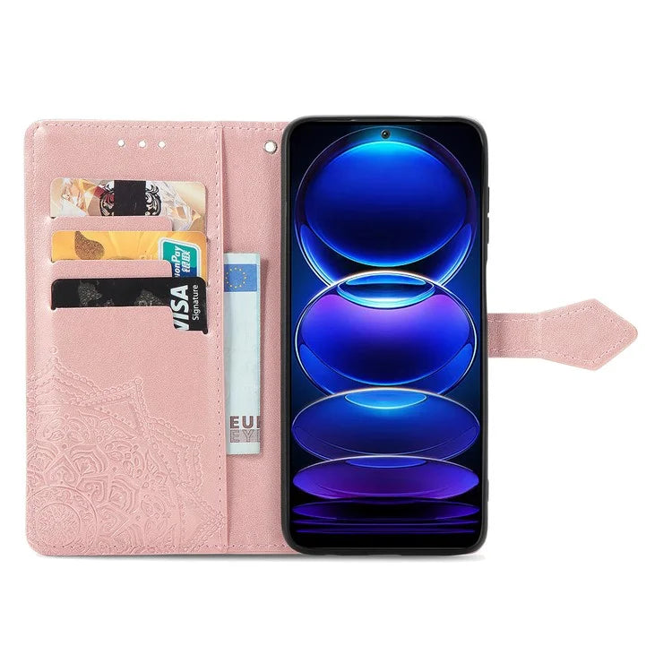 For HMD Pulse Pro Case Mandala Embossed Design Leather Wallet Phone Cover