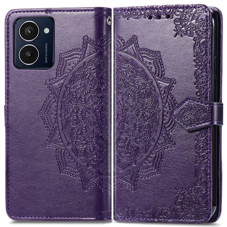 For HMD Pulse Pro Case Mandala Embossed Design Leather Wallet Phone Cover