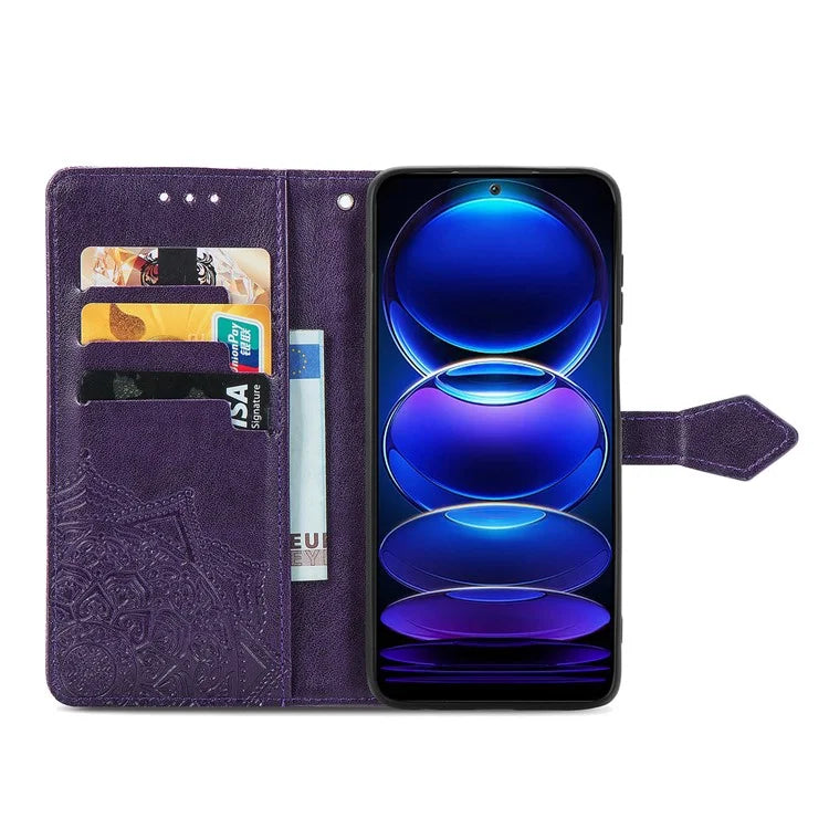 For HMD Pulse Pro Case Mandala Embossed Design Leather Wallet Phone Cover