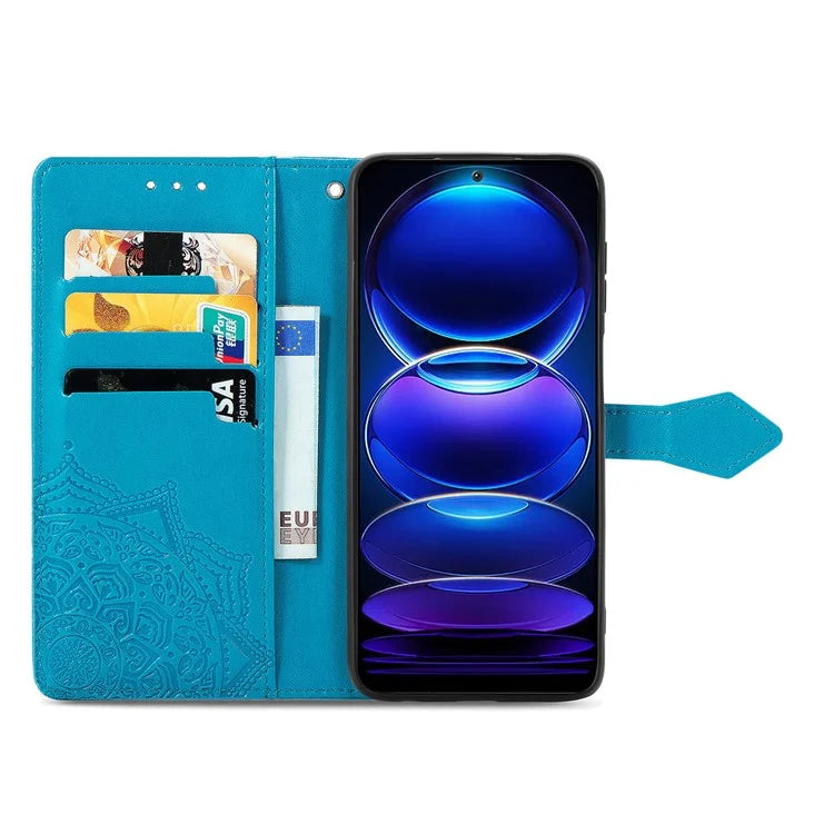 For HMD Pulse Pro Case Mandala Embossed Design Leather Wallet Phone Cover