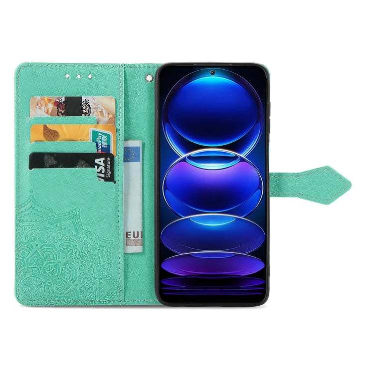 For HMD Pulse Pro Case Mandala Embossed Design Leather Wallet Phone Cover