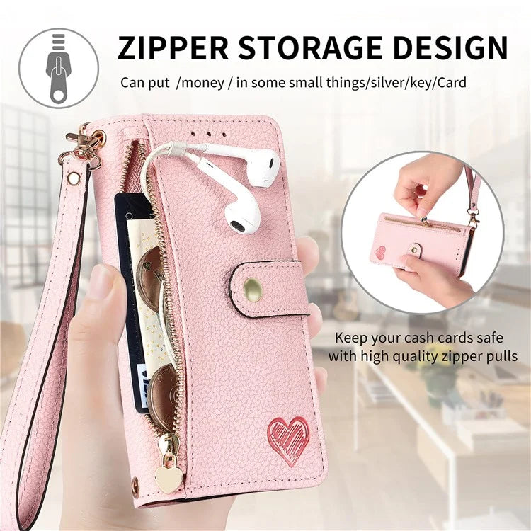 For HMD Pulse Pro Case RFID Blocking Zipper Pocket Leather Wallet Phone Cover