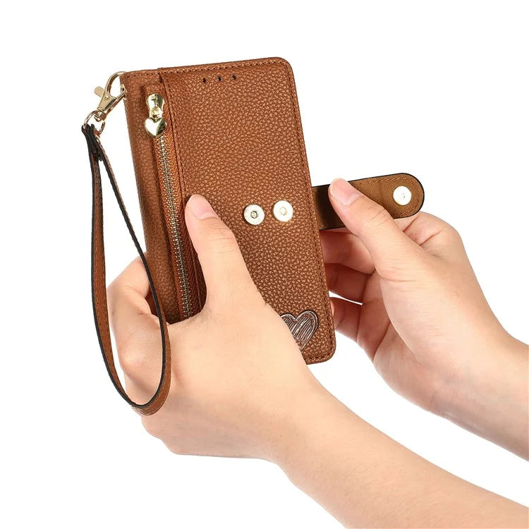 For HMD Pulse Pro Case RFID Blocking Zipper Pocket Leather Wallet Phone Cover