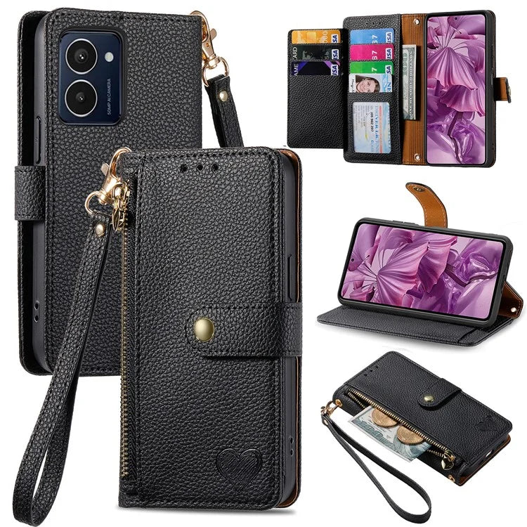 For HMD Pulse Pro Case RFID Blocking Zipper Pocket Leather Wallet Phone Cover