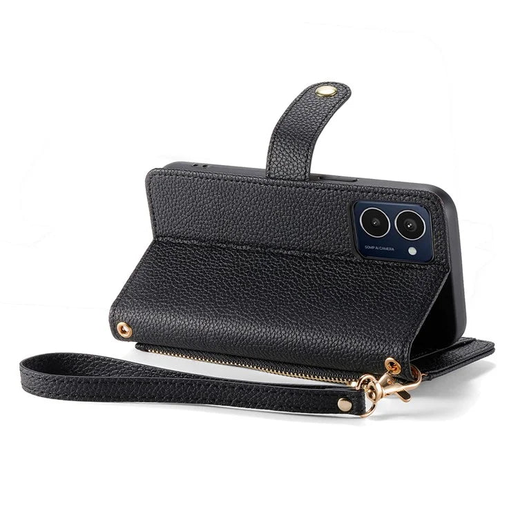 For HMD Pulse Pro Case RFID Blocking Zipper Pocket Leather Wallet Phone Cover