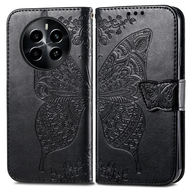For Realme 13 4G Case PU Leather Wallet Phone Cover Butterfly Pattern
