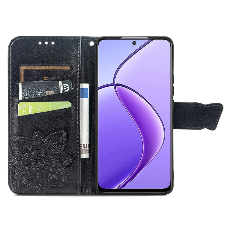For Realme 13 4G Case PU Leather Wallet Phone Cover Butterfly Pattern