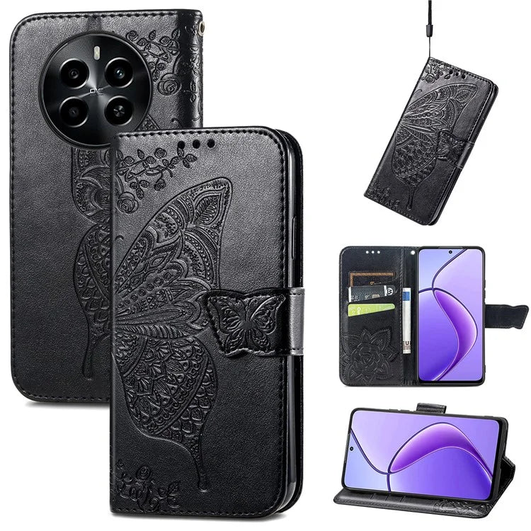 For Realme 13 4G Case PU Leather Wallet Phone Cover Butterfly Pattern