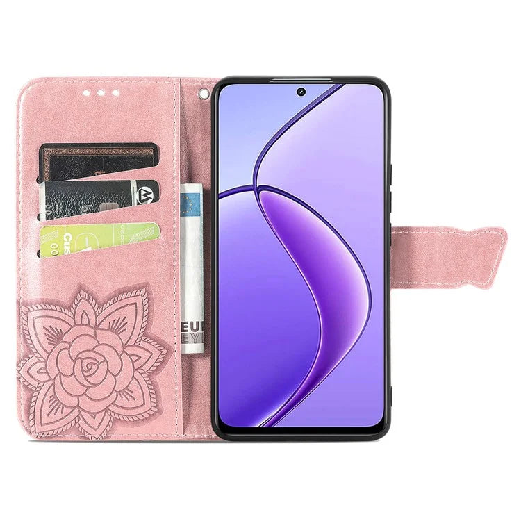 For Realme 13 4G Case PU Leather Wallet Phone Cover Butterfly Pattern