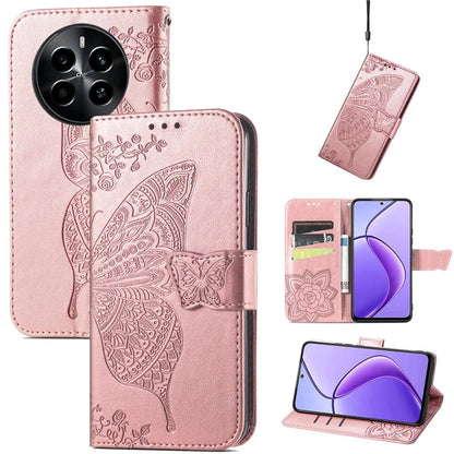 For Realme 13 4G Case PU Leather Wallet Phone Cover Butterfly Pattern