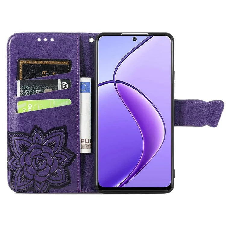 For Realme 13 4G Case PU Leather Wallet Phone Cover Butterfly Pattern