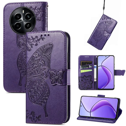 For Realme 13 4G Case PU Leather Wallet Phone Cover Butterfly Pattern