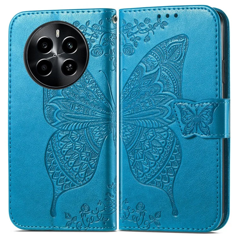 For Realme 13 4G Case PU Leather Wallet Phone Cover Butterfly Pattern