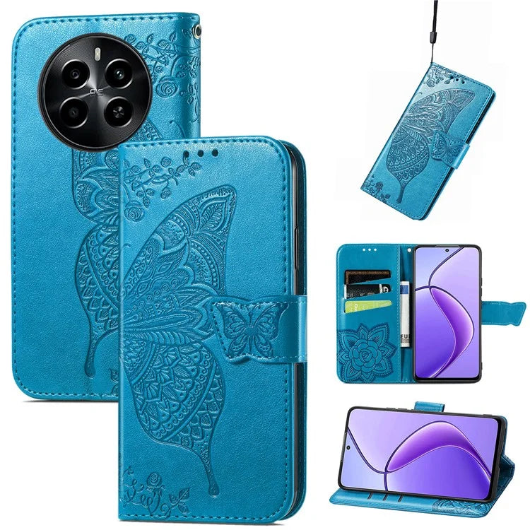 For Realme 13 4G Case PU Leather Wallet Phone Cover Butterfly Pattern