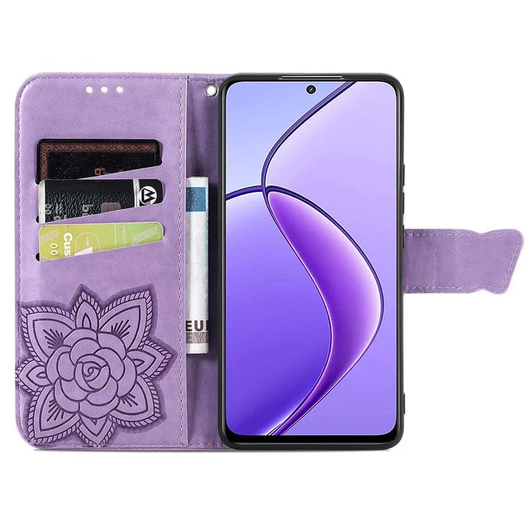 For Realme 13 4G Case PU Leather Wallet Phone Cover Butterfly Pattern