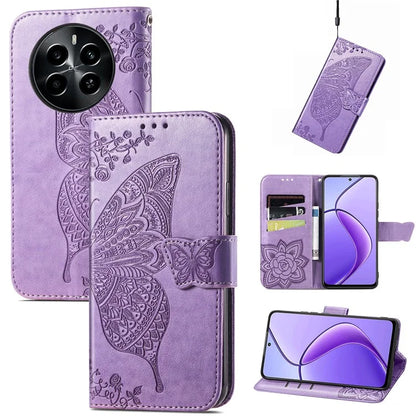 For Realme 13 4G Case PU Leather Wallet Phone Cover Butterfly Pattern