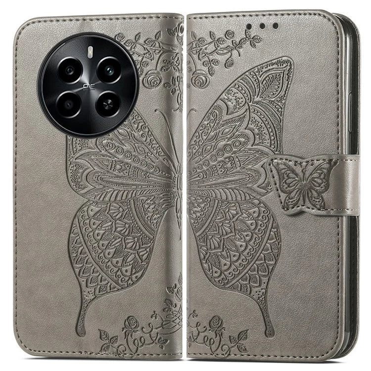 For Realme 13 4G Case PU Leather Wallet Phone Cover Butterfly Pattern