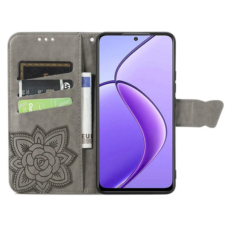 For Realme 13 4G Case PU Leather Wallet Phone Cover Butterfly Pattern
