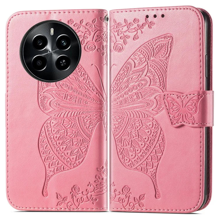 For Realme 13 4G Case PU Leather Wallet Phone Cover Butterfly Pattern