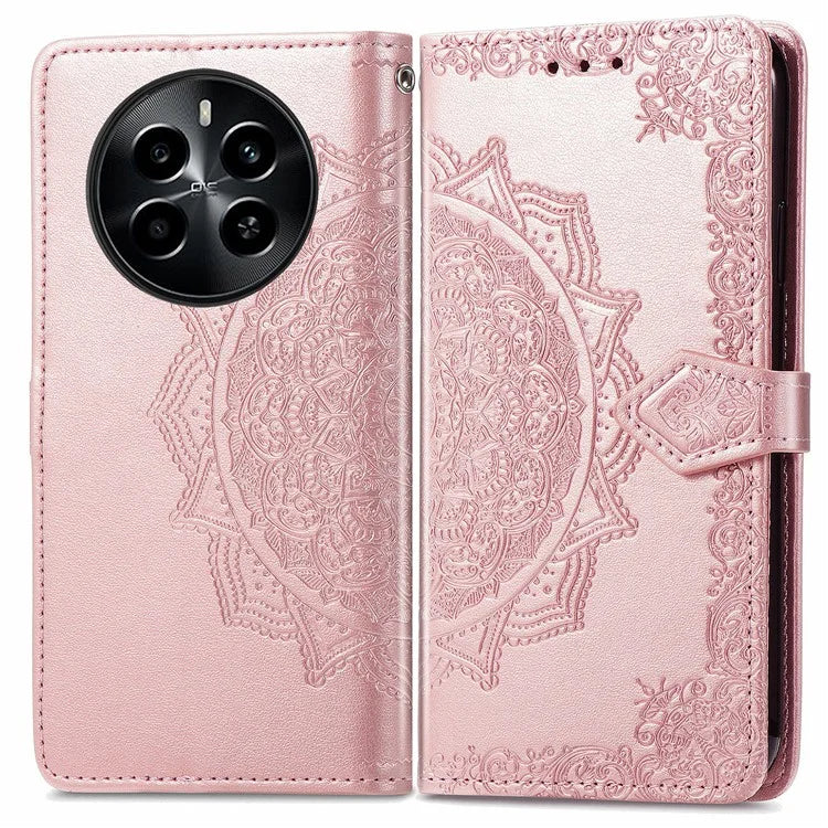 For Realme 13 4G Case Mandala Embossed Design Leather Wallet Phone Cover