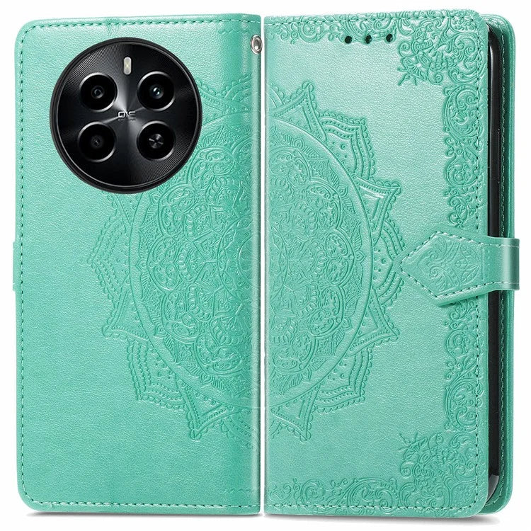 For Realme 13 4G Case Mandala Embossed Design Leather Wallet Phone Cover