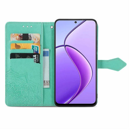 For Realme 13 4G Case Mandala Embossed Design Leather Wallet Phone Cover