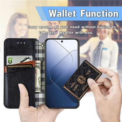 For Xiaomi 14T Pro Case Rhombus Imprint PU Leather Wallet Phone Cover