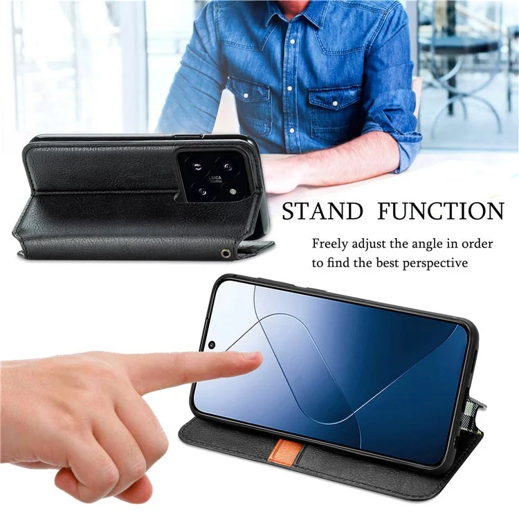 For Xiaomi 14T Pro Case Rhombus Imprint PU Leather Wallet Phone Cover