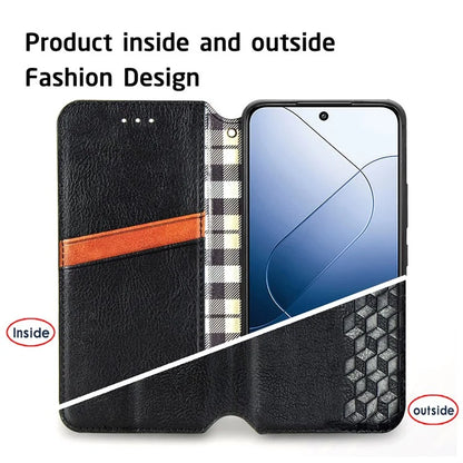 For Xiaomi 14T Pro Case Rhombus Imprint PU Leather Wallet Phone Cover