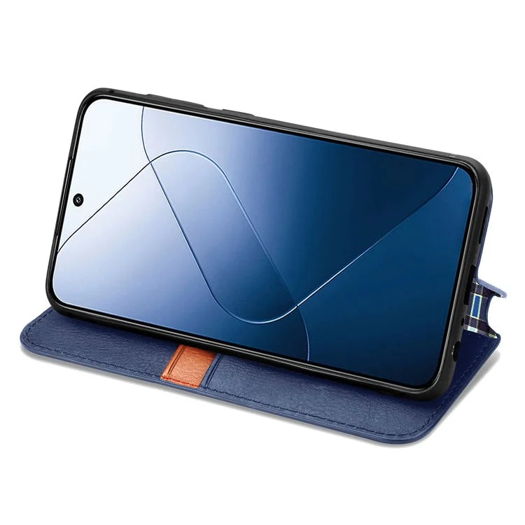 For Xiaomi 14T Pro Case Rhombus Imprint PU Leather Wallet Phone Cover