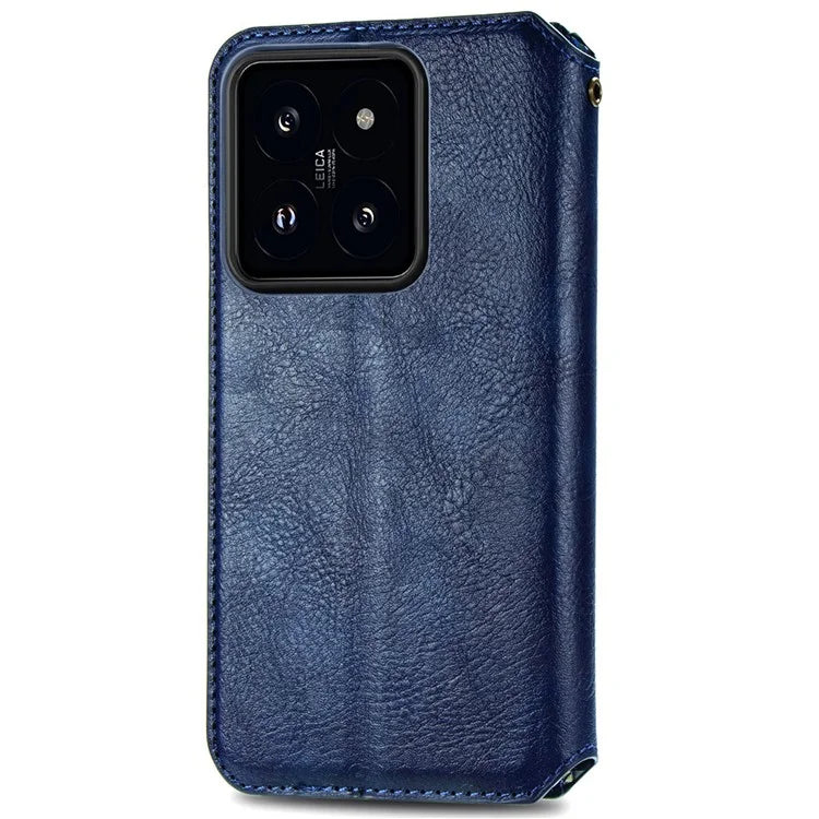For Xiaomi 14T Pro Case Rhombus Imprint PU Leather Wallet Phone Cover