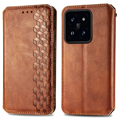 For Xiaomi 14T Pro Case Rhombus Imprint PU Leather Wallet Phone Cover