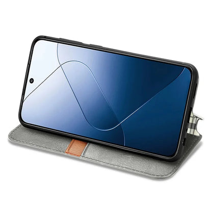 For Xiaomi 14T Pro Case Rhombus Imprint PU Leather Wallet Phone Cover