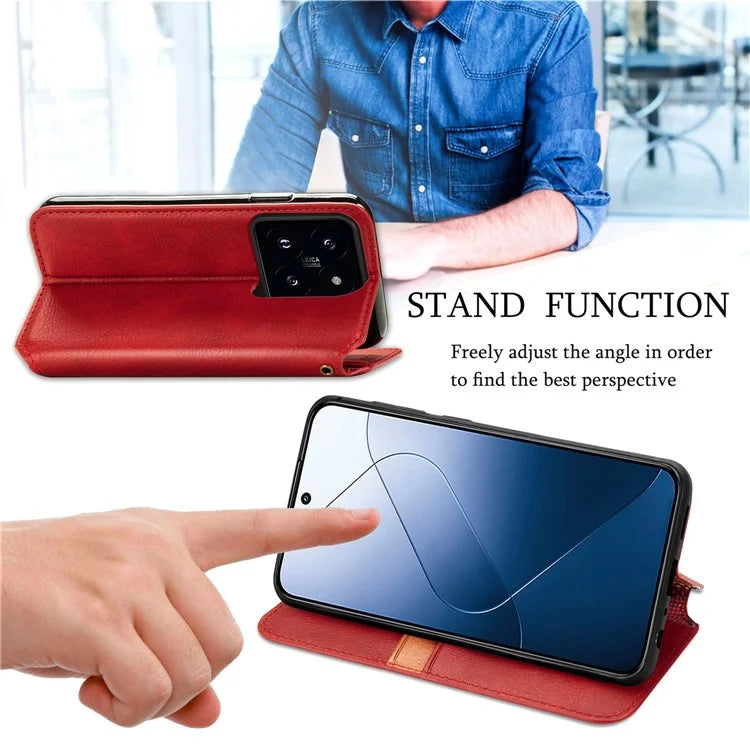 For Xiaomi 14T Pro Case Rhombus Imprint PU Leather Wallet Phone Cover