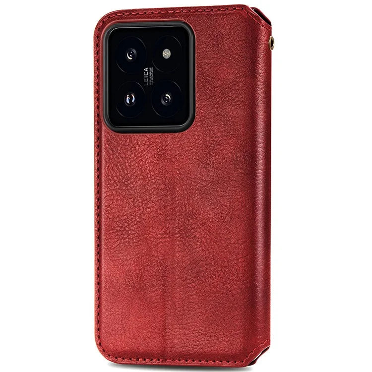 For Xiaomi 14T Pro Case Rhombus Imprint PU Leather Wallet Phone Cover