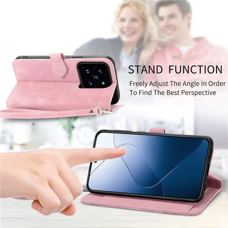 For Xiaomi 14T Pro Case Zipper Wallet PU Leather Flower Imprint Phone Cover