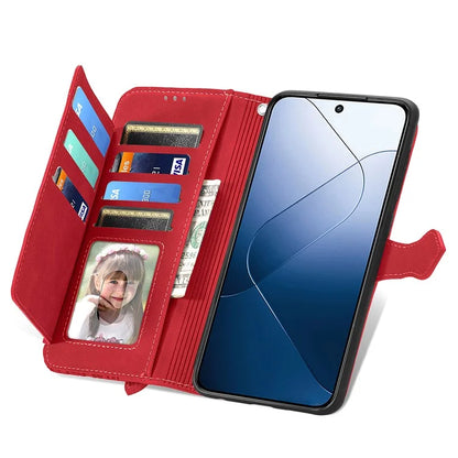 For Xiaomi 14T Pro Case Zipper Wallet PU Leather Flower Imprint Phone Cover