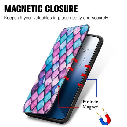 CASENEO 001 Series for Xiaomi 14T Pro Case RFID Blocking Wallet Leather Cover Pattern Print