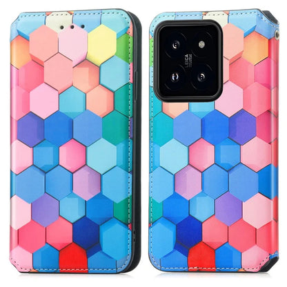CASENEO 001 Series for Xiaomi 14T Pro Case RFID Blocking Wallet Leather Cover Pattern Print