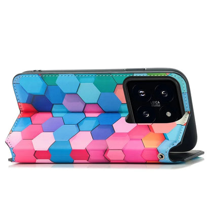 CASENEO 001 Series for Xiaomi 14T Pro Case RFID Blocking Wallet Leather Cover Pattern Print