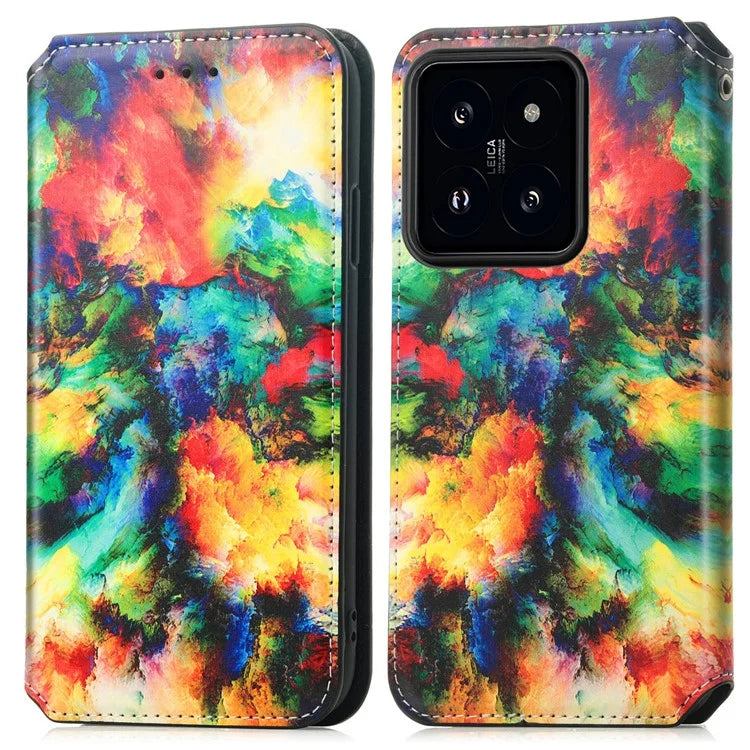 CASENEO 001 Series for Xiaomi 14T Pro Case RFID Blocking Wallet Leather Cover Pattern Print