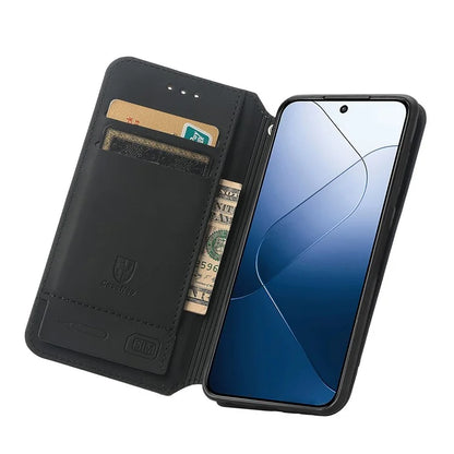 CASENEO 001 Series for Xiaomi 14T Pro Case RFID Blocking Wallet Leather Cover Pattern Print
