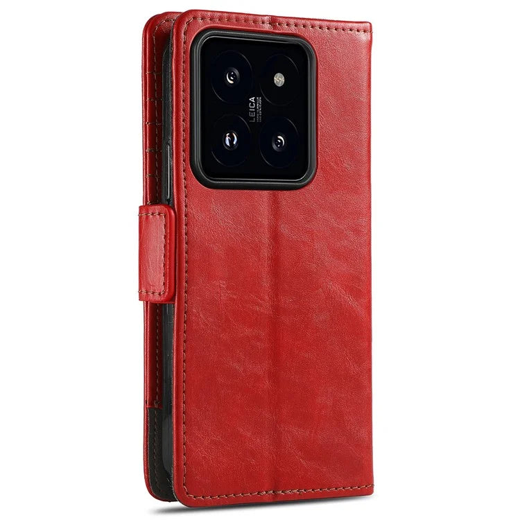 CASENEO 002 Series For Xiaomi 14T Pro Case Stand Wallet Splicing PU Leather Cover