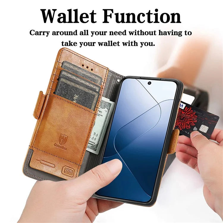 CASENEO 002 Series For Xiaomi 14T Pro Case Stand Wallet Splicing PU Leather Cover