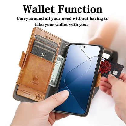 CASENEO 002 Series For Xiaomi 14T Pro Case Stand Wallet Splicing PU Leather Cover