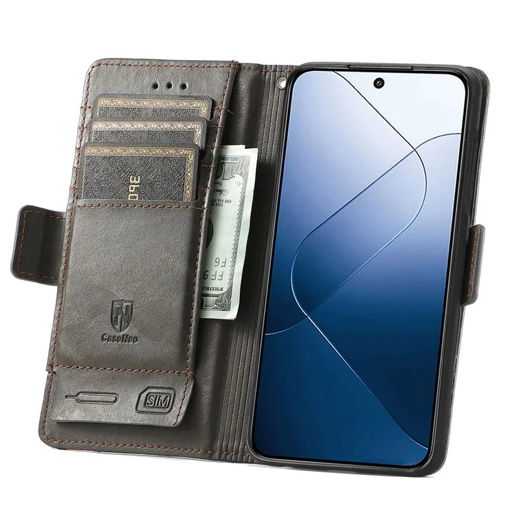 CASENEO 002 Series For Xiaomi 14T Pro Case Stand Wallet Splicing PU Leather Cover