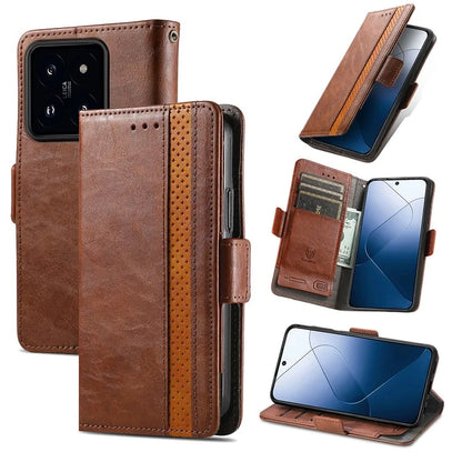 CASENEO 002 Series For Xiaomi 14T Pro Case Stand Wallet Splicing PU Leather Cover