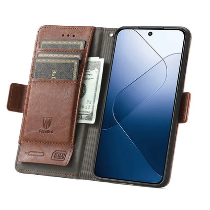 CASENEO 002 Series For Xiaomi 14T Pro Case Stand Wallet Splicing PU Leather Cover