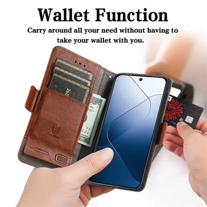 CASENEO 002 Series For Xiaomi 14T Pro Case Stand Wallet Splicing PU Leather Cover